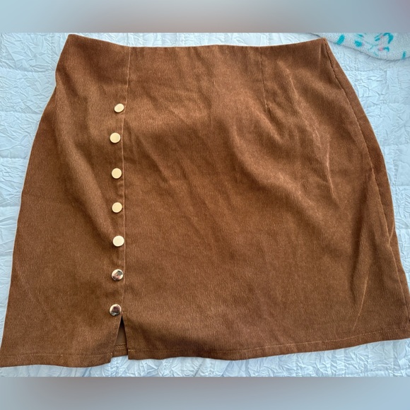 Brown Button-Front Women's Skirt - Picture 1 of 3
